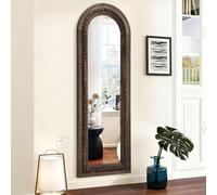 MWAZZLL Mirror Full Length with Retro Beaded Wooden Framed Arched Large Decorative Floor Mirrors 120x40cm for Bedroom Living Room Entryway Bathroom Hallway
