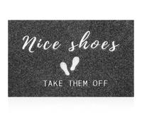 MWAZZLL Nice Shoes Take Off Doormat Non Slip Outdoor Indoor Welcome Mat Super Absorb Mud Easy to Clean Front Door Home Mats for Entrance,Patio,High Traffic Areas Grey