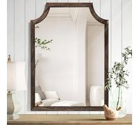 MWAZZLL Retro Scalloped Wall Mirror with Wood Frame Large 65x45cm Rectangle Hanging Mirrors Decorative for Bathroom Bedroom Living Room Entryway