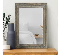 MWAZZLL Rustic Mirror with Decorative Wood Framed Retro Hanging Wall Mirrors for Bathroom Bedroom Entryway Farmhouse 50x40cm