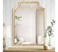 MWAZZLL Wood Mirror with Scalloped Frame Rectangle Wall Mirror Decor Large 65x45cm for Bathroom Bedroom Living Room Home Entryway