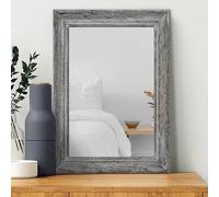 MWAZZLL Wooden Rectangle Rustic Hanging Mirror - Farmhouse Modern Bathroom Bedroom Wall Decor