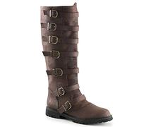 MWbetsy Men Knee High Boot Low Heeled Vintage Unisex Tall Long Boot Western Cowboy Riding Biker Style Trekking Equestrian Horse Riding Work Footwear,Brown,46