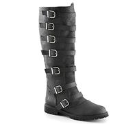 MWbetsy Men Knee High Boot Low Heeled Vintage Unisex Tall Long Boot Western Cowboy Riding Biker Style Trekking Equestrian Horse Riding Work Footwear,Black,45