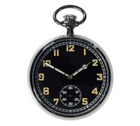 MWC Pattern British Mechanical Black Steel Military Pocket Watch, Black