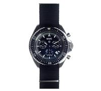 MWC Pattern Chronograph Quartz Black Steel Fabric Sapphire Date Men's Watch