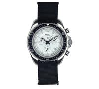 MWC Pattern Chronograph Quartz Steel Black White Fabric Sapphire Date Men's Watch