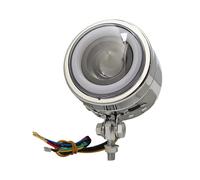 MWCMAMBG Motorcycle Lights For Cafe For Racer For Chopper For Retro LED Driving Headlight Fog Light With White Angel Eyes Auxiliary Spotlight Lamp Headlight(Short Wire)