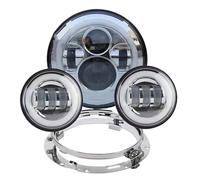 MWCMAMBG Motorcycle Lights For Road For King For Street For Glide 7inch LED Headlight 4.5inch Halo Fog Lights Accessories 7" Adapter Ring Headlight(Halo Chrome set)