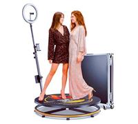 MWE 360 Photo Booth Machine with APP Control & RGB Lights, 31.5" Auto-Spin Video Booth with Flight Case & Professional Editing Software, Perfect for Weddings, Rentals, Parties & Events