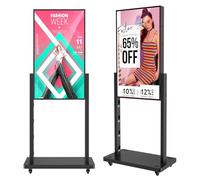 MWE 49 Inch Advertising Screen, 2500 Nit High Brightness LED Screen, Height Adjustable, with 4 Wheels, Android System, Suitable for Retail Stores, Restaurants, Product Displays