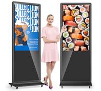 MWE 55 Inch 4K Touchscreen Digital Signage Display Kiosk, LCD Totem Advertising Display Screen with 4 Wheels, Android System, Suitable for Retail Shop, Restaurant, Shopping Mall and Commercial Center