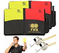 mwellewm 2PCS Referee Cards Set, Football Referee Red and Yellow Cards with Whistle Lanyard, Sports Ref Kit Score Book for Football Soccer Match