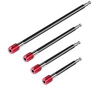 MWELLEWM Drill Bit Extension Set, 4Pcs Magnetic Drill Screwdriver Bit Holder Bar Chuck Adapter Extender 1/4 inch Hex Quick Release Bit Holder for Impact Driver Screws Nuts Drill