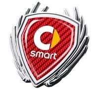 MWJTWO Car Emblem for Smart Forfour W454 2004-2006, Badge Decoration UV Resistant Sticker Indoor & Outdoor Use Car Center Grill Logo Decal Sicker Accessories Sun-Proof,Silver and Red