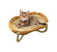 Mwkbbn Cat Cooling Mat, Elevated Cat Lounger, Rattan Cooling Pod, Detachable Cushion, Natural Rattan Weaving, 59x38x20.5cm, For Hot, Days, Animals, Floor, Living Room, Balcony