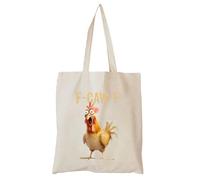 Mwkbbn Chicken Print Tote, Reinforced Stitching, X1, Canvas Shoulder Bag, Grocery Travel Satchel, Foldable Design, For College Students, Animal Lovers, Eco-Shoppers, And Quirky Gifters