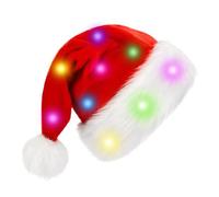 Mwkbbn LED Christmas Hat, Color-Changing Hat, Plush Santa, Light Up Dress-up for Christmas Party, New Year