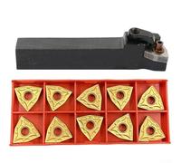 MWLNL1616H08 Lathe External Turning Tool Holder with 10Pc WNMG080404 BP010 Carbide Inserts, 16mm Shank Diameter, 100mm Length for CNC Machining