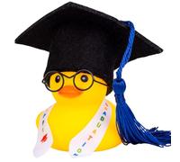 Mwmoeen Funny Academic Rubber Duck with Diploma, Mini Graduation Duck Car Dashboard Decoration with Graduation Hat Sash Glasses Sash, Gift for Exams Graduation (G1)