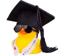 Mwmoeen Funny Academic Rubber Duck with Diploma, Mini Graduation Duck Car Dashboard Decoration with Graduation Hat Sash Glasses Sash, Gift for Exams Graduation (G11)