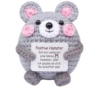 Mwmoeen Funny Positive Hamster Gifts, Hand Knitted Hamster, Creative Knitting Wool Hamster, Courage Gift, Graduation Gift, Best Friend Small Gifts for Women