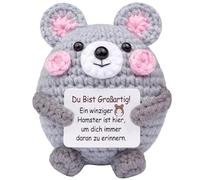 Mwmoeen Funny Positive Hamster Gifts, Hand Knitted Hamster, Creative Knitting Wool Hamster, Courage Gift, Graduation Gift, Best Friend Small Gifts for Women
