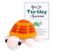Mwmoeen Funny Positive Turtle Knitted Doll, Pocket Hug Gift Turtle Animal Crochet Doll Cheerful Gift with Positive Affirmation Card for Friends Encouragement Party Decoration (Orange)
