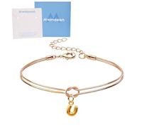 Mwmoeen Knot Bracelet Women's - Golden Chain Bracelets with Letters A-Z, Adjustable Stackable Bracelet Love Knot Bracelet Gifts for Women Girlfriend Girls, Copper