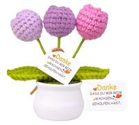 Mwmoeen Pocket Hug Positive Knitted Flower, Lucky Charm Knitting Wool Flowers Courage Get Well Soon Gift, Farewell Gift for Graduation