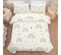 MWMWMW 5 Piece Multi-Color Rainbow Comforter Set for Girls Boys Kids, Twin Size Cartoon Rainbow and Star Bedding Set with 1 Comforter, 1 Flat Sheet, 1 Fitted Sheet and 2 Pillowcases