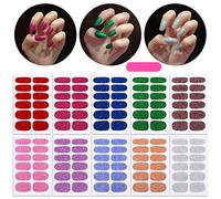 MWOOT 10 Sheets Glitter Full Wraps Nail Stickers Decals,Self-Adhesive Nail Polish Stickers,Solid Colors Waterproof Nail Art Decal Strips for Women Girls DIY Nail Decoration