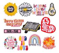 MWOOT 12 PCS Christian Iron on Patches for Clothing, Bible Verse Motivational Religious Patches Embroidered Appliques Patch for Hat,Backpack,Jackets, DIY Accessories Decorations