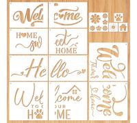 MWOOT 14 Pcs Door Mat Stencils, Welcome Stencils for Painting on Wood, Reusable Welcome Home Signs Templates for Plain Doormat Home Decor, DIY Crafts