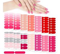 MWOOT 14 Sheets Semi-Permanent Nail Stickers, Pink Polish, Full Wrap Adhesive, Full Cover Nail Polish Stickers Wrap