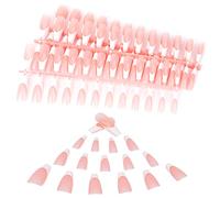 MWOOT 144Pcs French Acrylic Press on Nails, Medium Length Full Cover Artificial Nail Tips, DIY False Nails Pieces, Pink French Manicure Nails for Women and Girls, Coffin Fake Nails for Nail Art Design