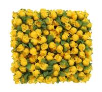 MWOOT 144Pcs Mini Roses Artificial Flower Heads, Yellow Plastic Rose Buds with Stems for Crafts, Small Fake Roses for DIY Valentine's Day Wedding Bouquet Festival Decoration, Tiny Faux Flower Heads