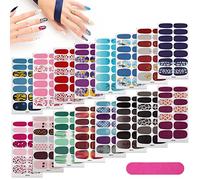 MWOOT 16 Sheets Full Wraps Nail Stickers, Assorted Leopard Self-Adhesive Polish Stickers With File, Art Decals Strips Manicure Kits for DIY