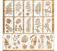 MWOOT 16Pcs Tropical Leaf Stencils for Painting,Palm Leaf Turtle Leaf Wall Stencil, Botanical Leaves Drawing Stencil Template for Furniture Canvas Wood Plank Crafts DIY (15x30CM)
