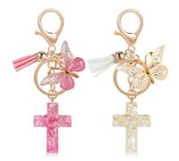 MWOOT 2 Pieces Cross Keychains Christian Bible Keychains Backpack Handbag Charms for Women Girls