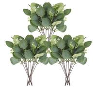 MWOOT 20 PCS Artificial Eucalyptus Leaves Stems, Greenery Eucalyptus Branches for Centerpieces, Faux Fake Silk plants for Wedding Bouquet Vase Floral Arrangement Home Garden Decoration