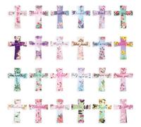 MWOOT 24 Pcs Religious Magnetic Bookmarks, Cross Christian Bible Marks, Easter Inspirational Page Markers, Floral Magnet Clips for Students, Reading, Church Gifts (4x5CM)