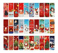 MWOOT 30 Pcs Christmas Theme Tree Santa Snowman Red Magnetic Bookmark,Cartoon Magnet Page Markers for School Office Reading Supplies,Cute Book Clips for Students Teens Reading Lovers(30 Styles,2x6cm)