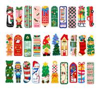 MWOOT 30 PCS Cute Christmas Paper Bookmarks, Single Sided | Xmas Bookmark Trackers for Book Lovers Students, Page Clips with Santa Claus Design, Christmas Gifts, Book Marks Supply