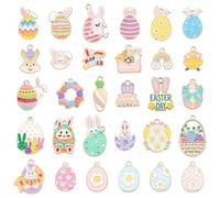 MWOOT 30 PCS Easter Charms for Jewelry Making, Easter Egg Bunny Rabbit Carrot Enamel Charms Pendants for Bracelet Necklace Earring Making, Crafts DIY Accessories