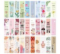 MWOOT 30 Pcs Inspirational Paper Bookmarks,Flower Bookmarks for Woman,Book Clips Reading Tracker,Floral Single Side Marking Bookmarks for Book Lovers,Teachers, Students(Approx. 15x4cm)