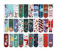MWOOT 30 Pieces Christmas Magnetic Bookmark,Magnet Page Book Markers Set,Assorted Page Clips Bookmarks for Students School Office Reading (2x6cm,30 Styles)