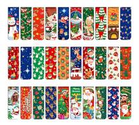 MWOOT 30 Pieces Xmas Magnetic Bookmarks, Christmas Magnet Book Markers with Star Wreath Design, Creative Page Clips for Reading Lovers, Students, Party Favors, Gift Bag, Game Prizes (2x6CM)
