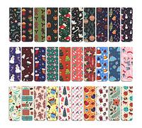 MWOOT 30Pcs Christmas Magnetic Bookmarks, Xmas Magnet Reading Book Marks Set, Double-Sided Cute Page Clips, Book Markers in Bulk for Kids Students Home School Stationery Supplies(30 Styles, 6x2CM)