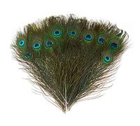 MWOOT 30Pcs Peacock Feathers, Green Peacock Eye Feathers for DIY Crafts Art, Peacock Tail Feathers for Carnival Revelry Masquerade Costume Wedding Holiday Party Decoration (28-32CM)